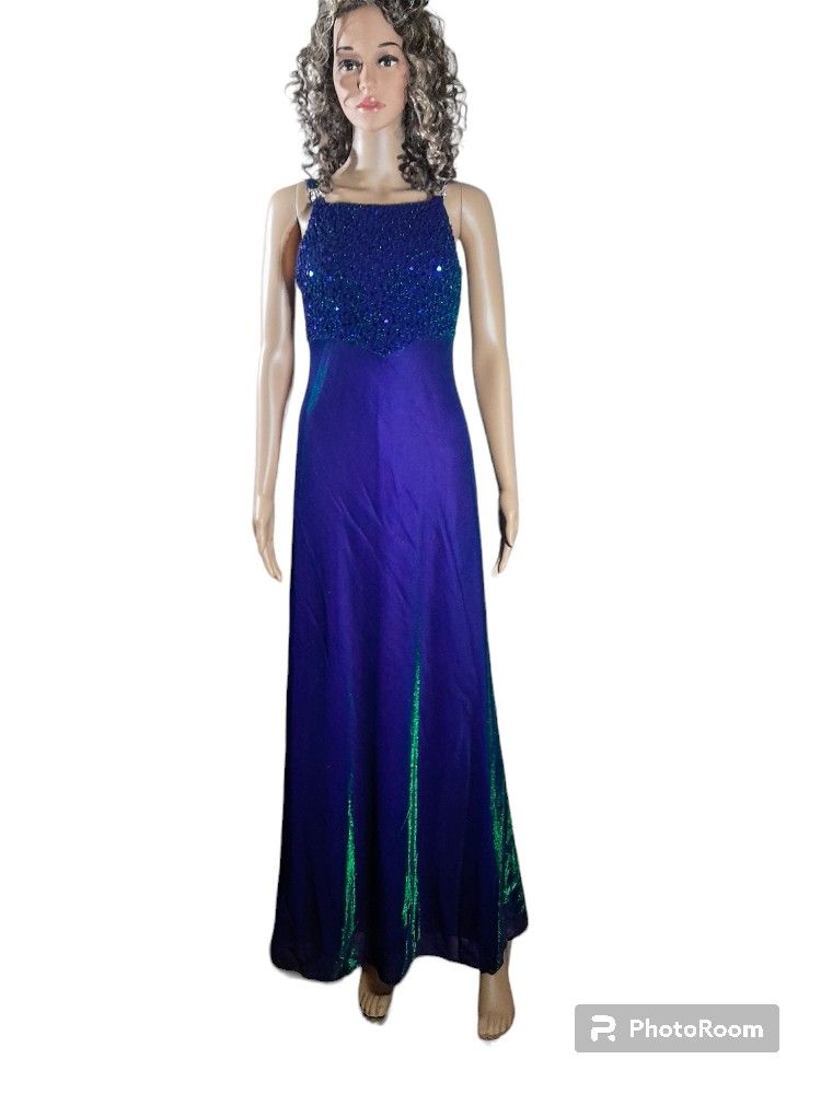 Formal Prom Dress Purple with Green Iridescent Size 7-8