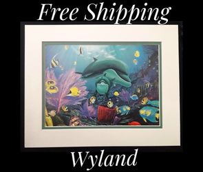 Wyland, "Sea of Light" 11" x 14" Fine Art Calender Print. Mounted on Acid Free Foam Core. Double Matted on Acid Free Matt Board