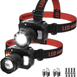 2-piece rechargeable high lumen headlight with side light motion sensor and ultra bright headlights