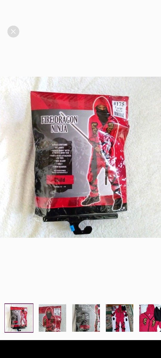 Boys Fire Dragon Ninja Halloween Costume Large