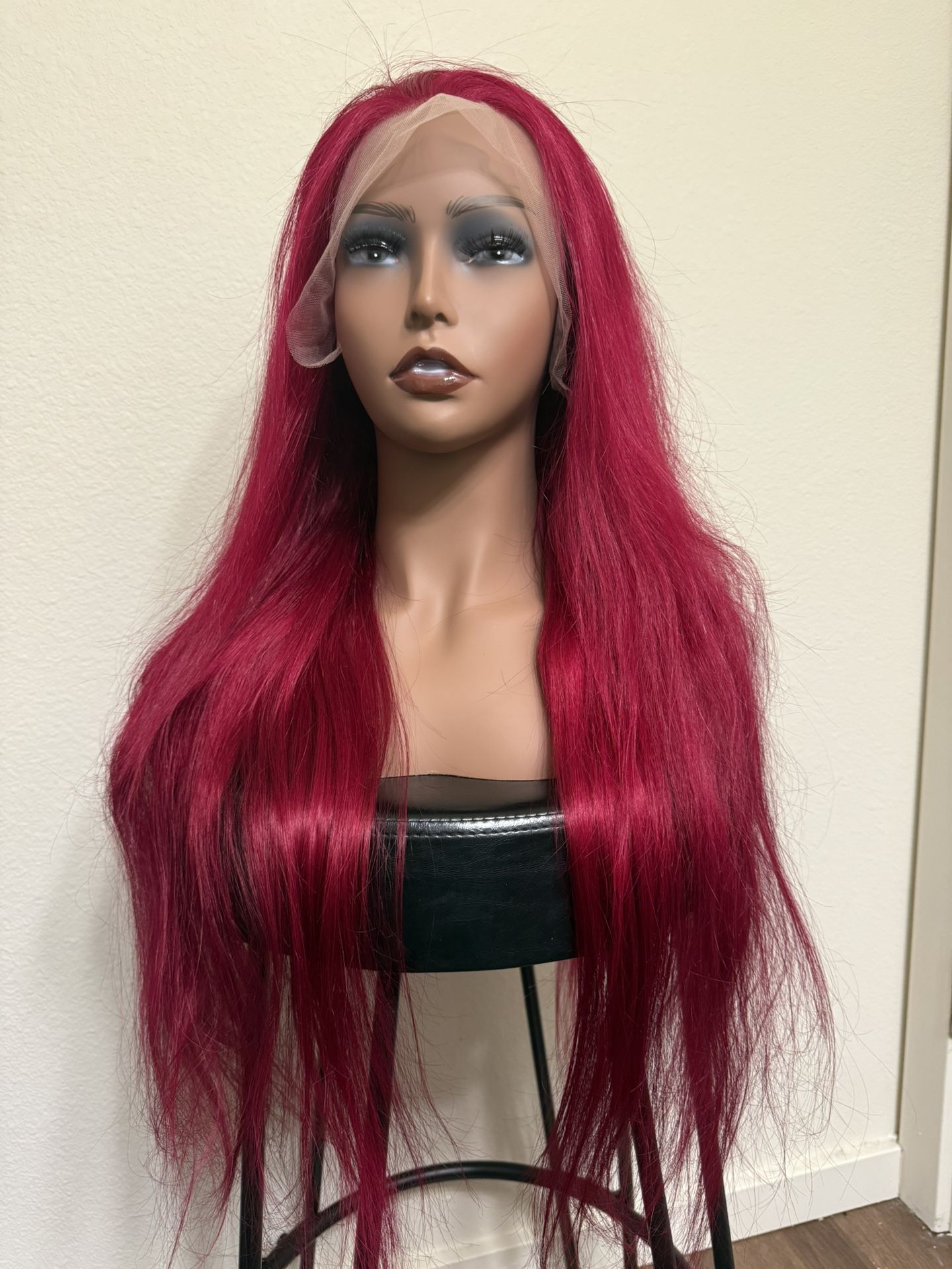 Red Human Hair Lace Frontal Wig