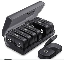AUVON Weekly Pill Organizer 2 Times a Day, One-Side Large Opening, Easy-Use AM PM Pill Case, XL Pill Box 7 Day, Travel Medication Organizer for Medica