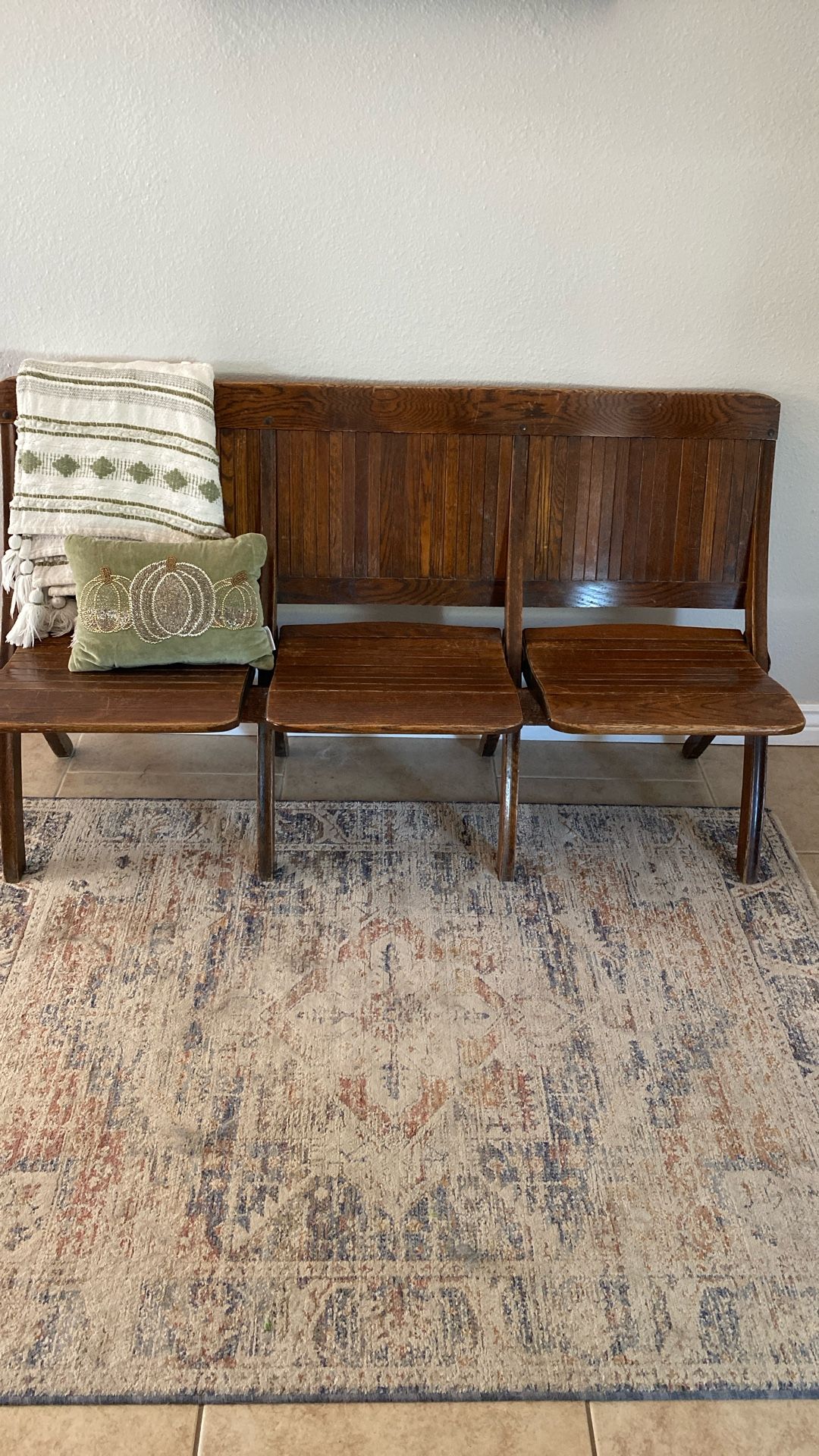 Antique Folding 3 Seat Bench Solid Oak