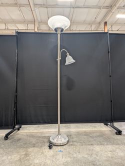 Brushed Nickel Torchiere Floor Lamp with Reading Light