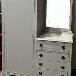 Unique Antique Armoire / Wardrobe & Dresser Combo
