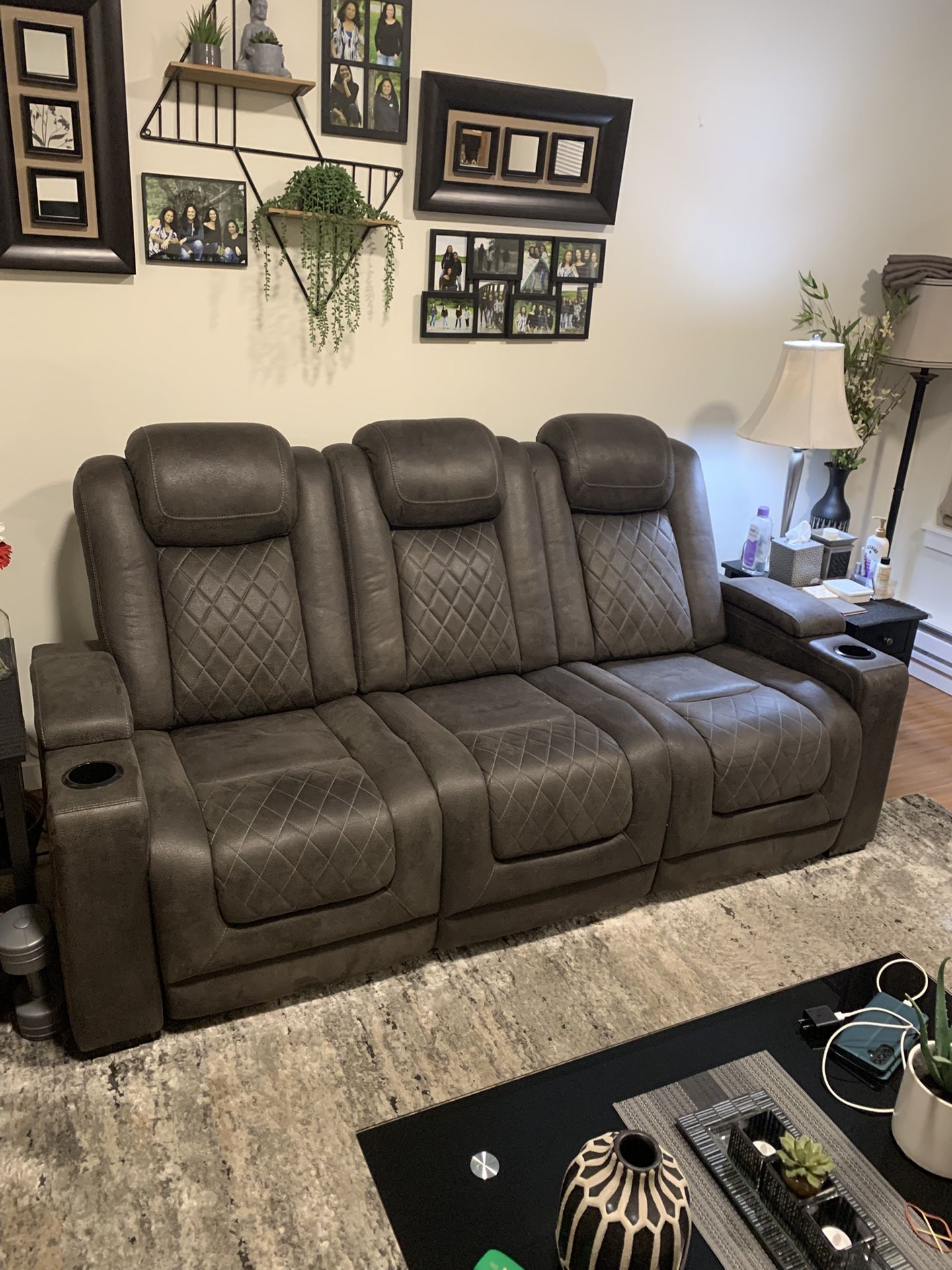 Sofa/ HyllMont Dual Power Reclining Sofa From Ashley‘s Furniture