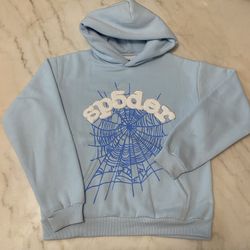 Sky blue web sp5der hoodie