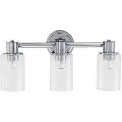 W115G3 3-Light Vanity Lights For Bathroom Fixture, 19" L, Chrome,Clear Glass Shade (3-Light)