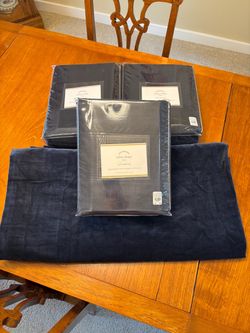 NEW Set of 4 Pottery Barn Velvet Curtains 96" Indigo/Navy blue