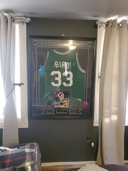 Massive Larry Bird Autographed Framed Jersey