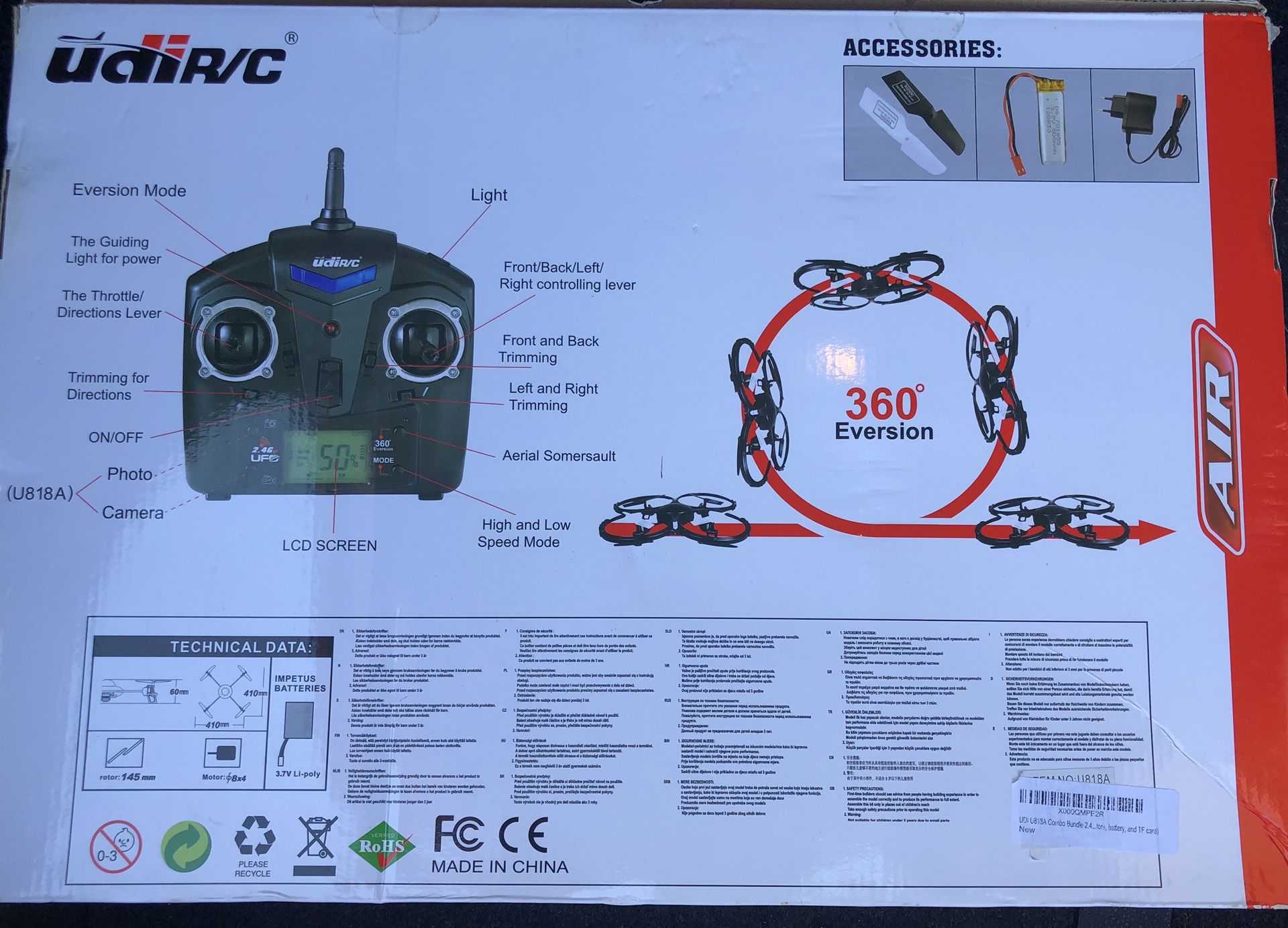UDIR/C HD 2.4 GHZ 4 Channel Drone