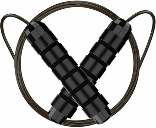 Jump Rope Adjustable Steel Wire Tangle-Free Skipping Black Jump Rope Durable