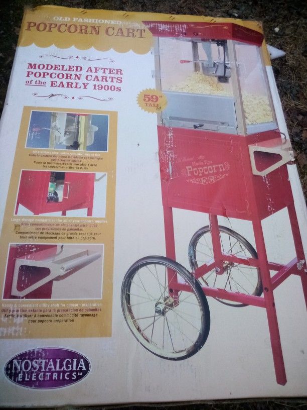 New Popcorn Machine And Cart Still In Box Brand New