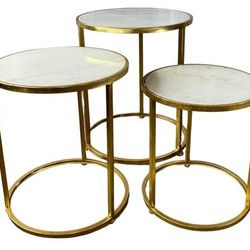 Vintage Gold/Marble Side Tables