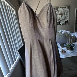 Gold Champagne Flowy Formal Dress