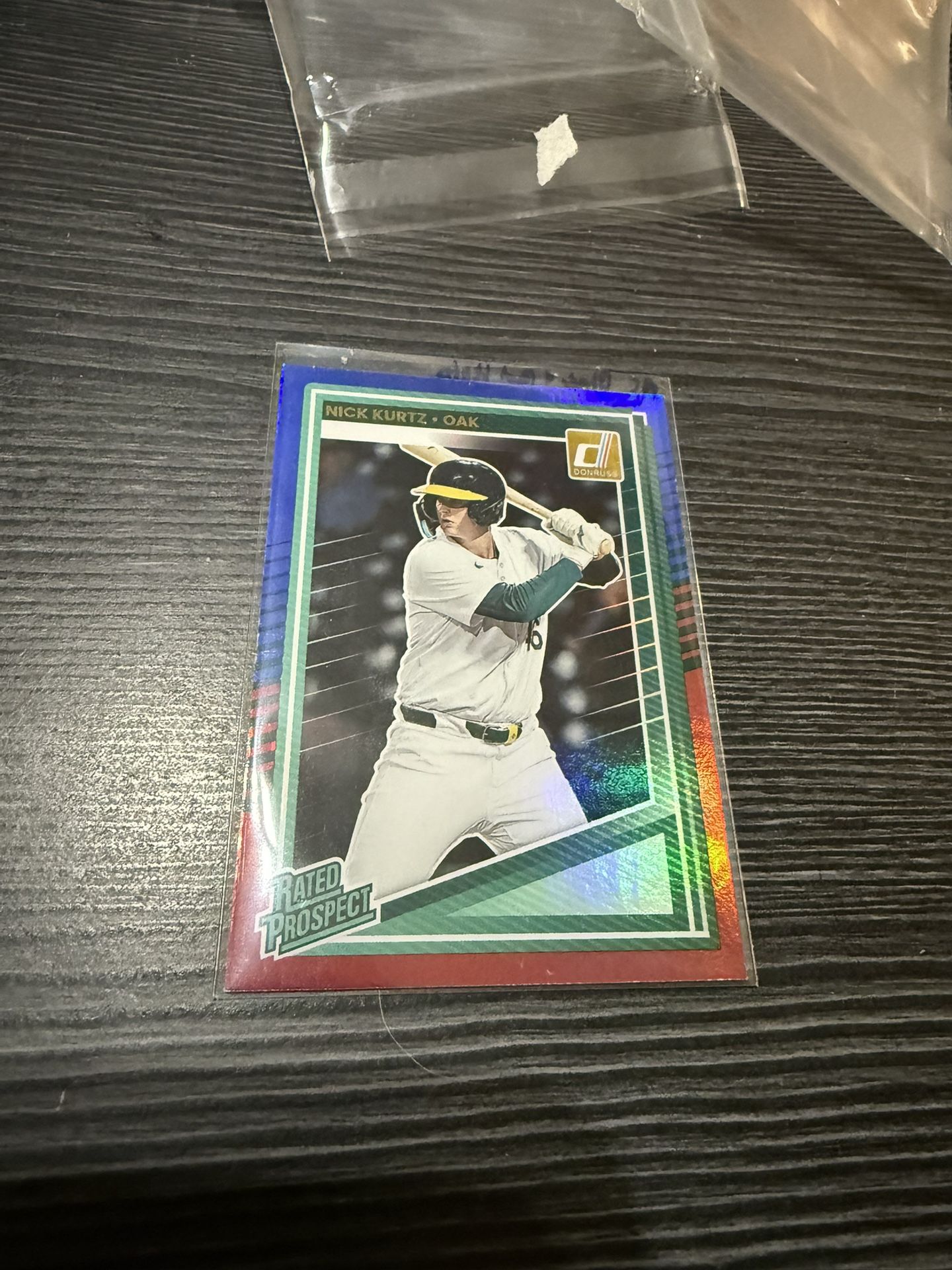 2025 Donruss Nick Kurtz Rookie Baseball Card Blue & Red Holo Sp Parallel Oakland A’s Rookie Of The Year 