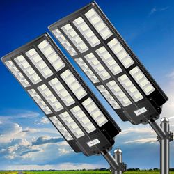 10000W Solar Street Lights Outdoor: Commercial Solar Parking Lot Lights with Motion Sensor and Remote Control, IP66 Waterproof, Wide Angle Dusk to Daw