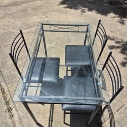 Glass Dining Table with 4 Chairs