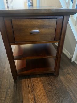 Wood End Tables with Drawer and Shelves