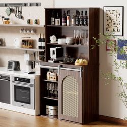 New Farmhouse Tall Cabinet Pantry with Charging Station