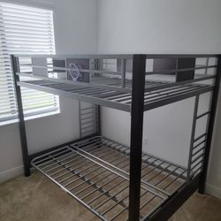 Dual Futon And Full Bed Bunk Bed. Just the frame. Standard Futon Mattress on BOTTOM, Full Mattress On Top