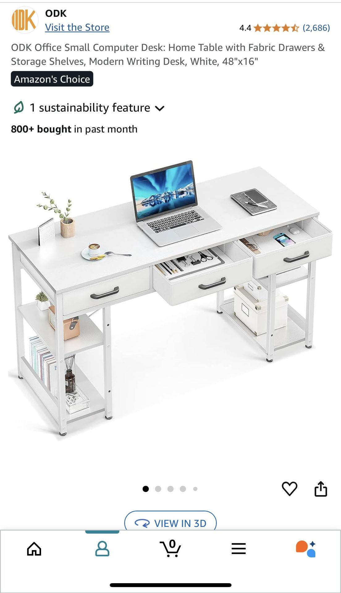 Functional desk With Fabric Drawers
