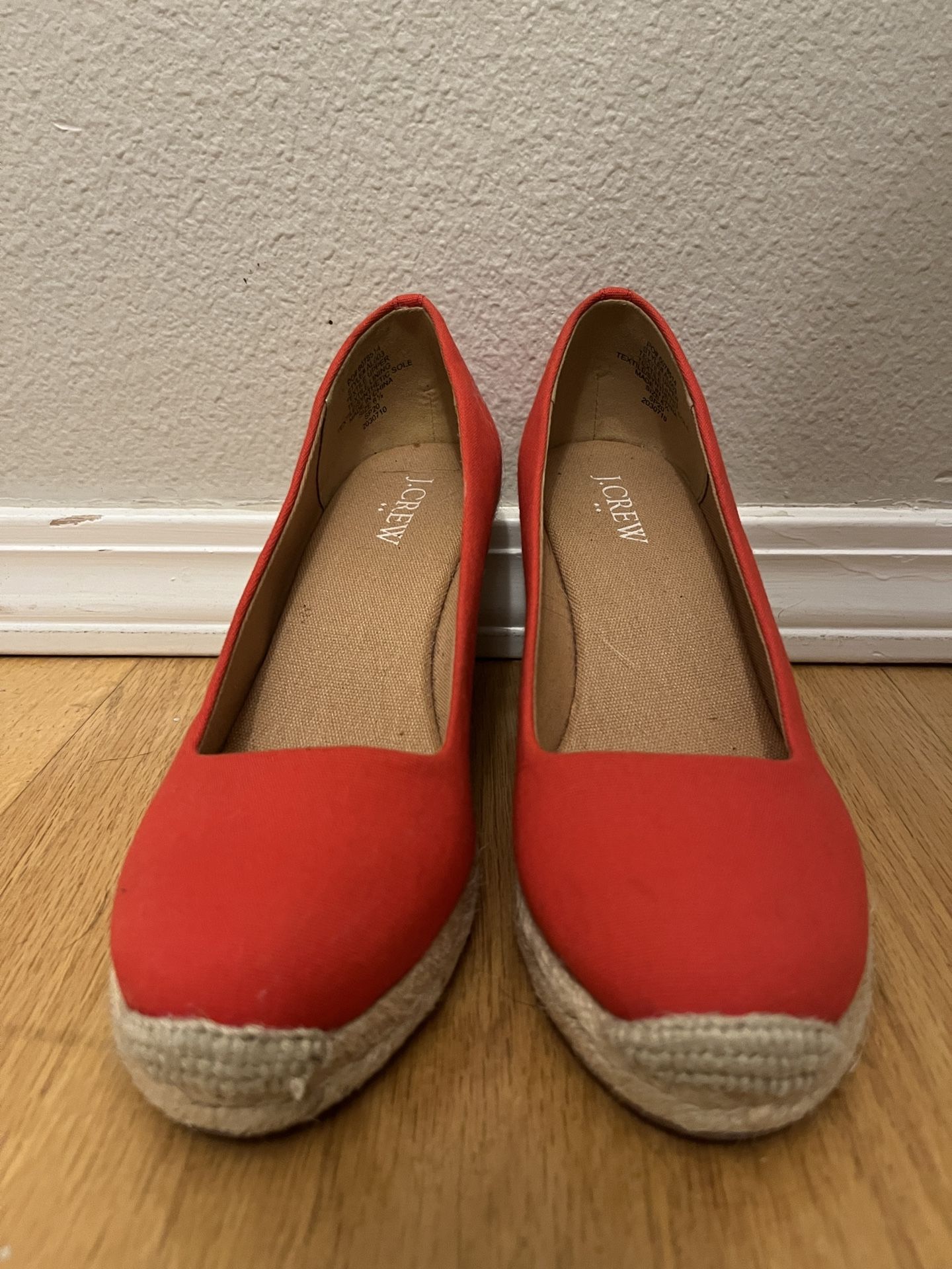 J Crew Red Espadrilles Wedge Seville Size 6.5