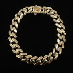 $1650 Yellow Gold Hollow Cuban Bracelet 