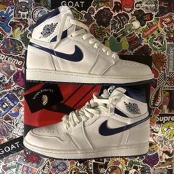 Sz 9.5- Jordan 1 High Og- Metallic Navy