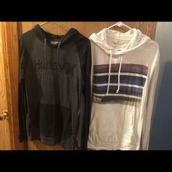 Hurley Hoodie Black/Gray Size S, A&E Hoodie White Size M, ea 15