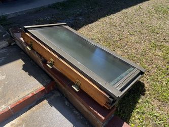Vintage Manual Venting Skylight (22.5" x 46.5") – Aged Wood, Works Great!