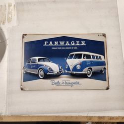 Parts Vw Volkswagen Beetle Bug And Bus Van Aluminum Metal Sign 