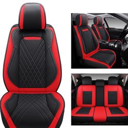 STK Leather Car Seat Covers Full Set Fit for Most Sedan SUV Such As Kia Camry Corolla Nissan Hyundai Honda Chevy with Waterproof Car Seat Cushion (