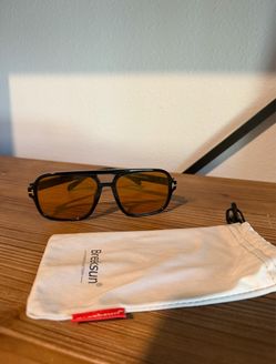 Aviator Sunglasses Black Brown Lenses