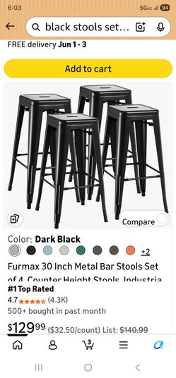 Black metal bar stools