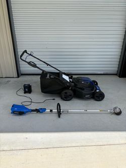 Kobalt 80v 21-In  push-Mower, String Trimmer,  battery & charger $340