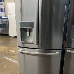 OPEN BOX GE FRENCH STYLE REFRIGERATOR STAINLESS STEEL 