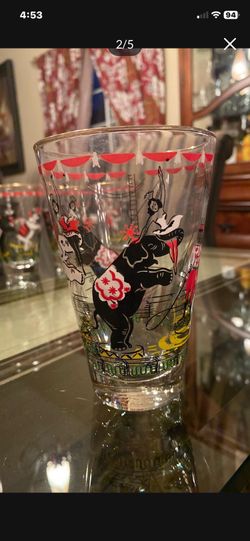 Vintage Libby Circus cocktail glasses set of 7