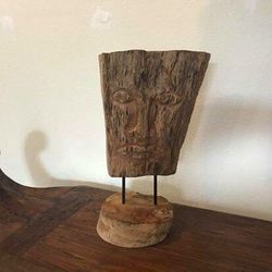 Teak wood mask - outdoor - decor - reclaimed wood - patio - hardwn