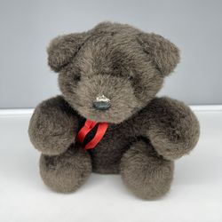 Vintage 1989 Brown plush teddy bear made by International Silver Co. 7” *