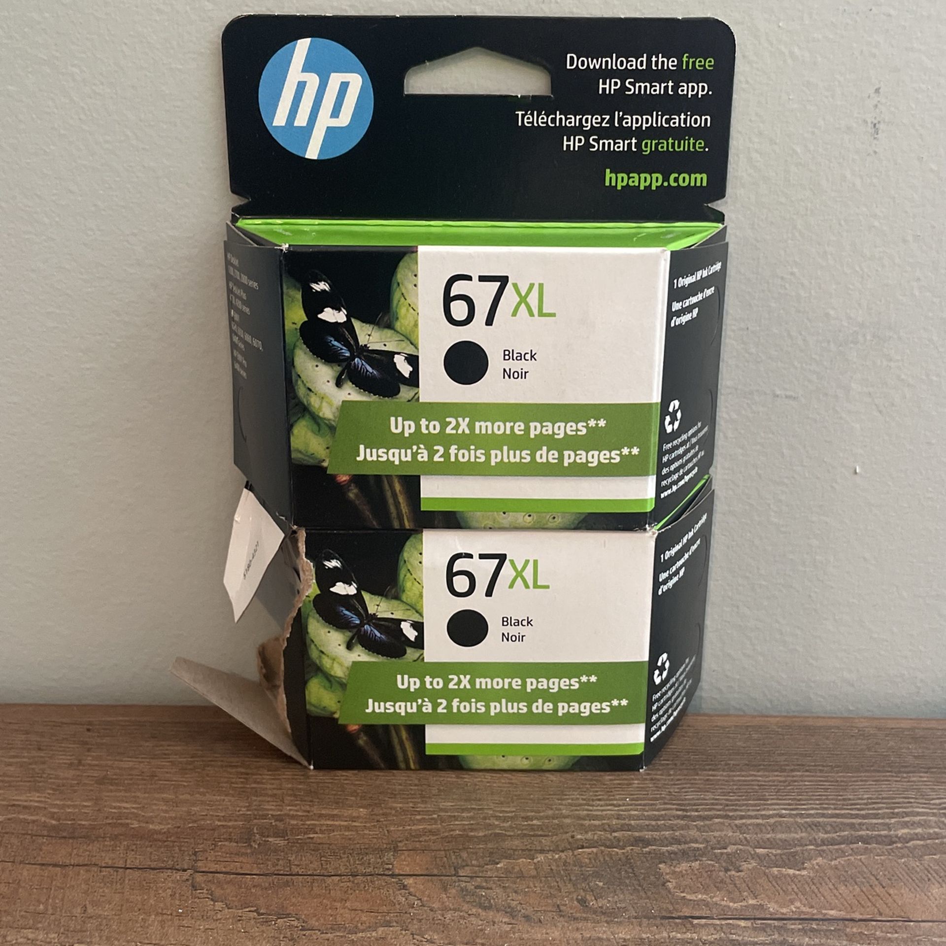 New 67XL Black HP ink Cartridges - Set Of 2