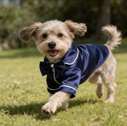 DOG Pajama satin 2 pcs set (pajama & bow) size m new (for puppys or small dogs)