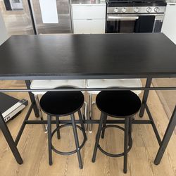 Dining Table + Bar Chairs and Stools