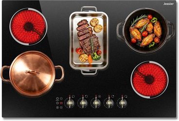 30" Electric Cooktop 5 Burners 8400W Knob Control 240V Built-In Stove