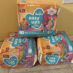 NEW! 3 Pampers Trolls Easy Ups Diapers Size 3T-4T