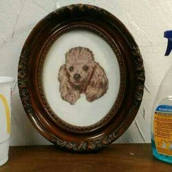 13x11 Victorian Needlepoint Poodle Picture Frame

