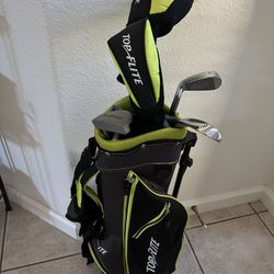 Top Flite Junior Complete Golf Club Set - 5 Clubs Stand Bag Backpack Strap Head Covers