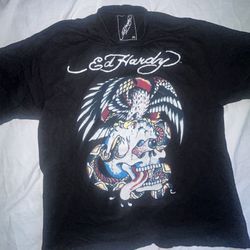Rare Vintage NEVER WORN Ed Hardy by Christian Audigier Jeweled Skull Graphic T