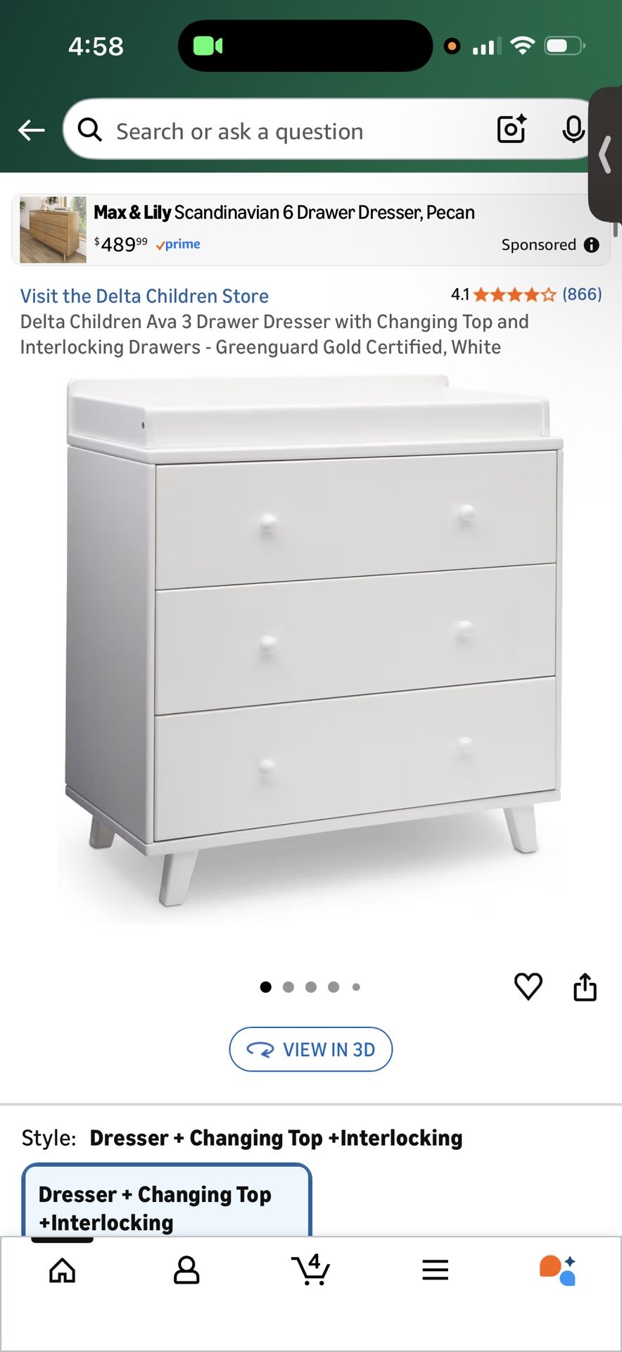 White dresser with changing top
