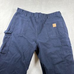Carhartt B11 MDT Carpenter Pants Mens 38x32 Faded Blue Canvas Work Dungaree#3682